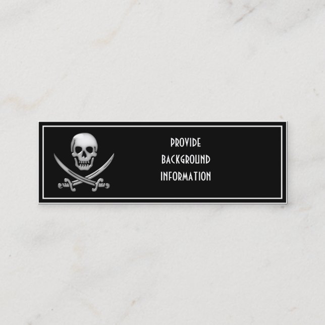 Glassy Pirate Skull & Sword Crossbones Mini Visitenkarte (Vorderseite)