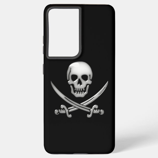 Glassy Pirate Skull & Sword Crossbones Samsung Galaxy Hülle (Rückseite)