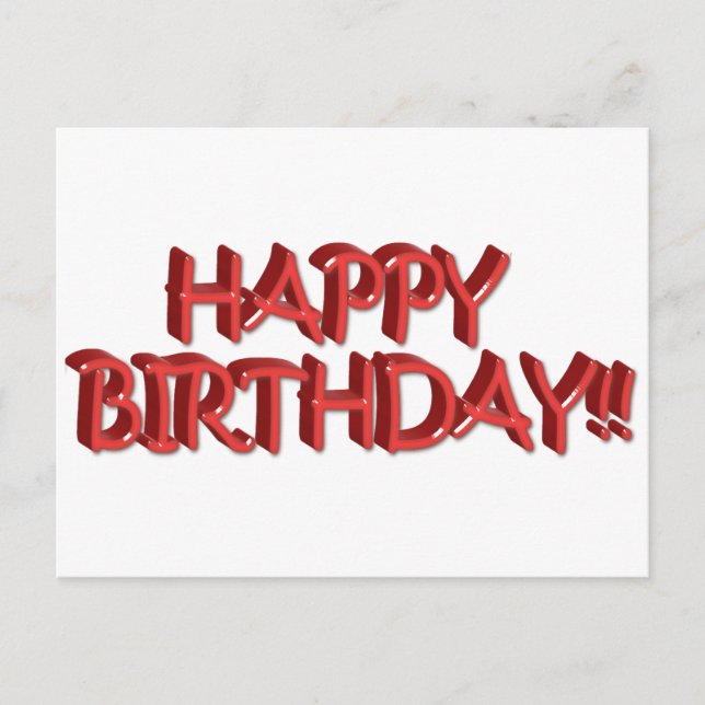Glassy Red Happy Birthday Text Image Postkarte (Vorderseite)