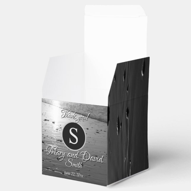 Glassy Sand Grayscale Wedding Geschenkschachtel (Geöffnet)