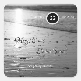 Glassy Sand Grayscale Wedding Quadratischer Aufkleber
