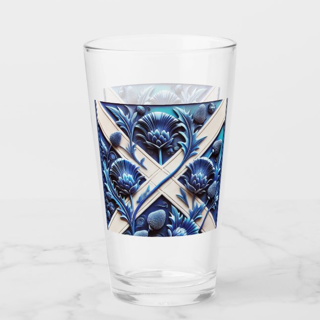 Glastasse mit schottischem Thistles Design Glas (Vorderseite)