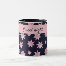 Glastersterne in Rosa auf personalisiertem Blau Tasse