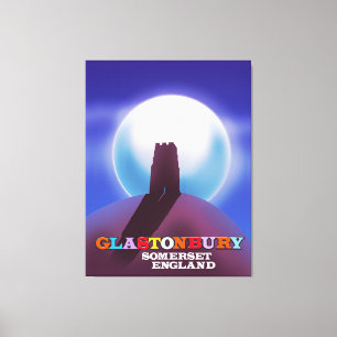 Glastonbury Felsen-Somerset-Reiseplakat Leinwanddruck