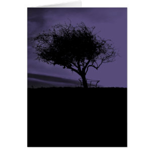 Glastonbury Hawthorn. Baum auf Hügel. Lila Schwarz