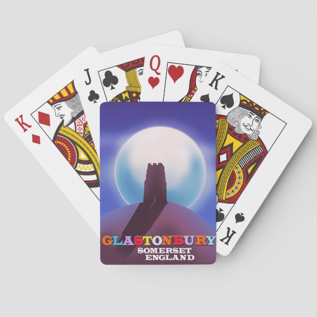 Glastonbury Tor Somerset Reiseplakat Spielkarten (Rückseite)