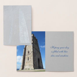 Glastonbury Tor Tower Foil Card Folienkarte