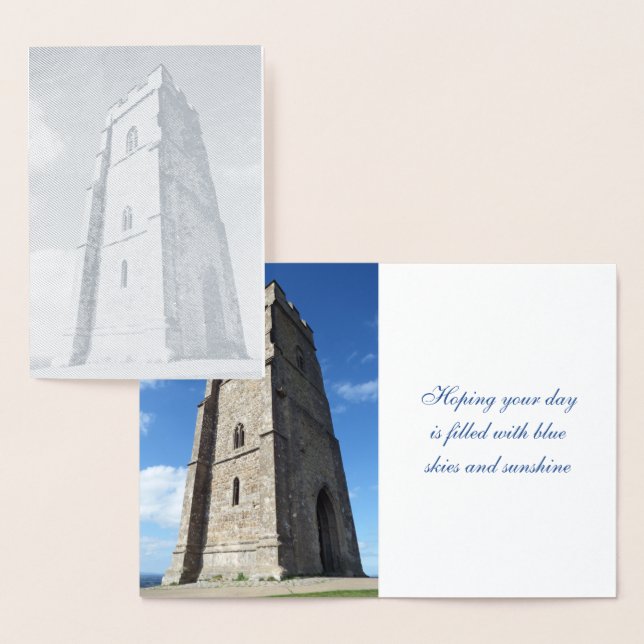 Glastonbury Tor Tower Foil Card Folienkarte (Anzeige)