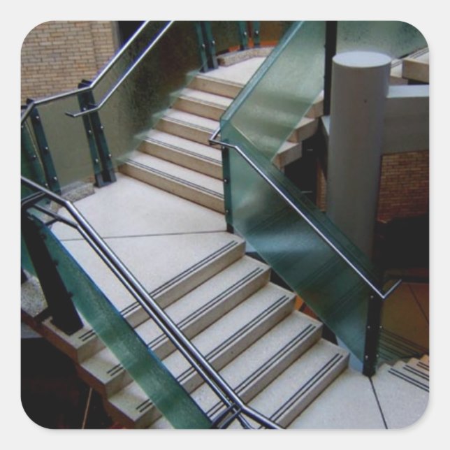 Glastreppe Quadratischer Aufkleber (Vorderseite)