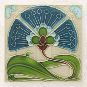 Glasuntersetzer - Art Nouveau Blumenmuster