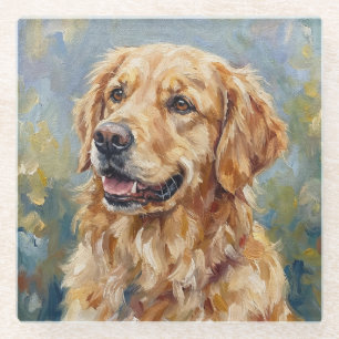 Glasuntersetzer mit Golden Retriever für Hunde-Lie