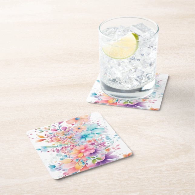 Glasunterteil aus fleurem Papier Rechteckiger Pappuntersetzer (Vor Ort)