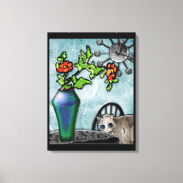 Glasvase aus Kitty und Favrile (Gallery Wrapped Ca Leinwanddruck