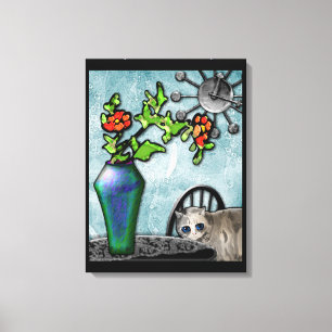 Glasvase aus Kitty und Favrile (Gallery Wrapped Ca Leinwanddruck