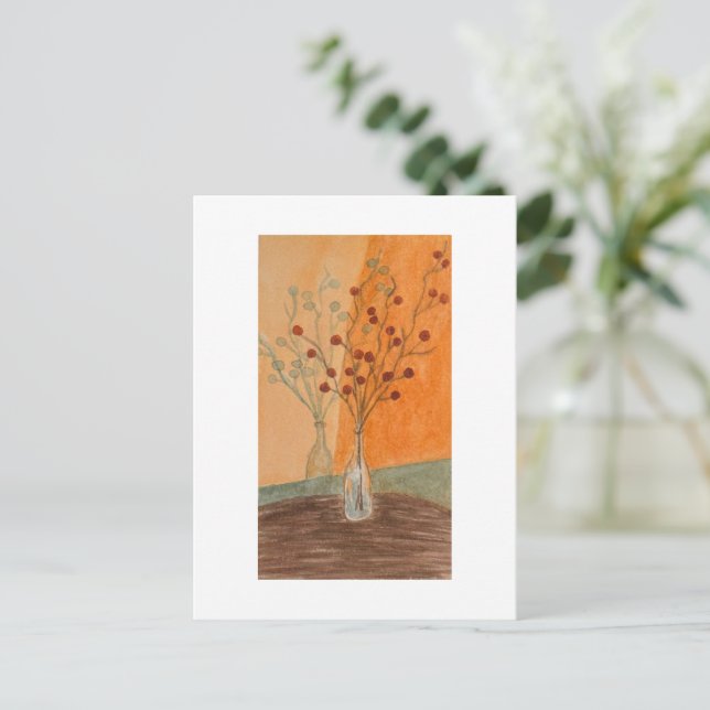 Glasvase oranges Thema Postkarte (Stehend Vorderseite)