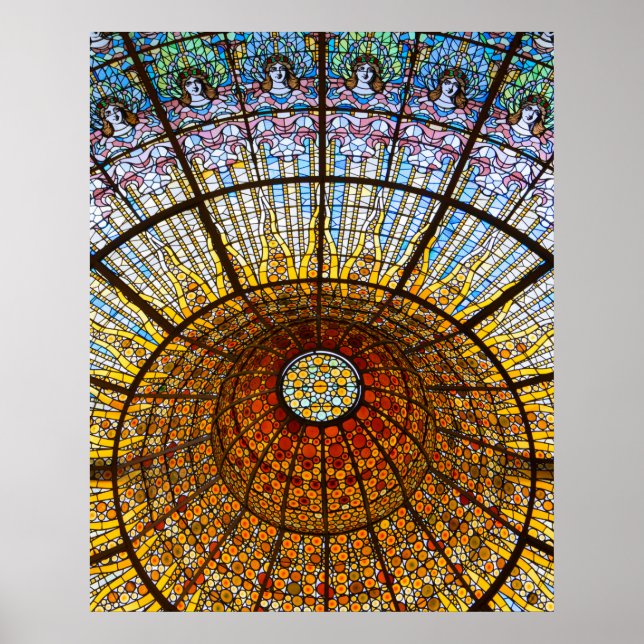 Glasverkleidung im Palau de Musica Spanien Poster (Vorne)