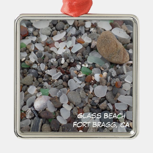 Glasweihnachtsverzierung strand-Fort- Silbernes Ornament (Vorne)