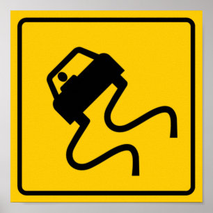 Glatt wenn nasses Landstraßen-Zeichen Poster