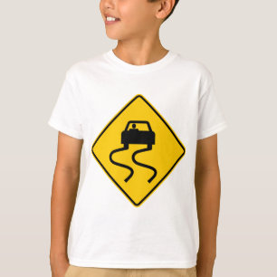 Glatt wenn nasses Landstraßen-Zeichen T-Shirt