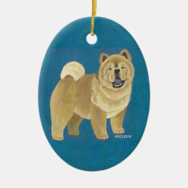 Glatte Chow-Chow Verzierung Keramik Ornament (Vorne)