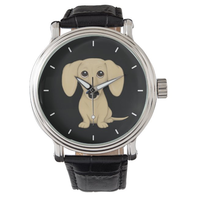 glatte Dackel | Niedliche Dackel Hund Armbanduhr (Vorderseite)