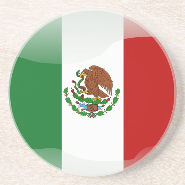 Glatte Flagge Mexikos Sandstein Untersetzer (Vorne)