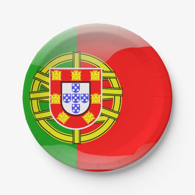 Glatte Flagge Portugals Pappteller (Vorderseite)