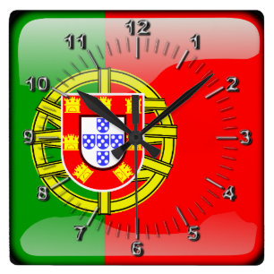 Glatte Flagge Portugals Quadratische Wanduhr