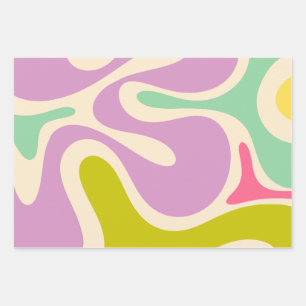 Glatte Konturen Abstraktes Muster in feinen Pastel Geschenkpapier Set