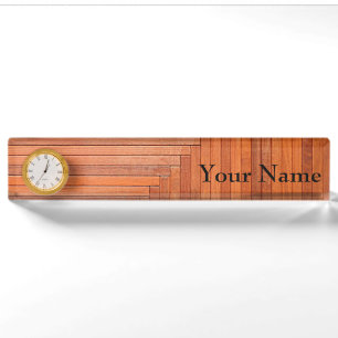 Glatte orange natürliche hölzerne Planken Namensplakette