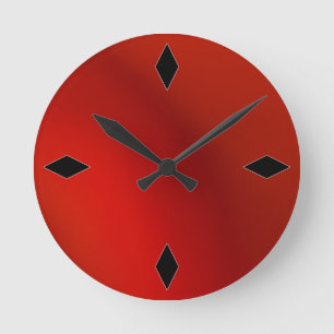 glatte Retro moderne rote Satin-Wanduhr Runde Wanduhr