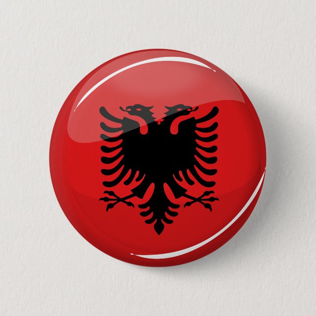 Glatte runde albanische Flagge Button (Vorderseite)
