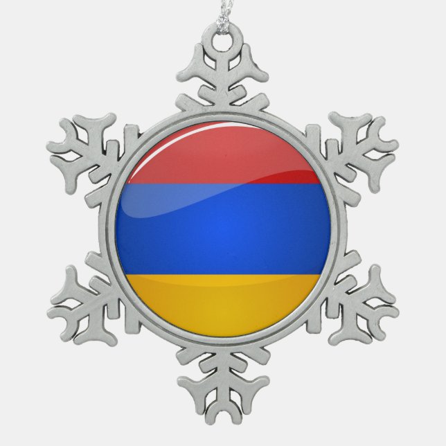 Glatte runde Armenien-Flagge Schneeflocken Zinn-Ornament (Vorderseite)