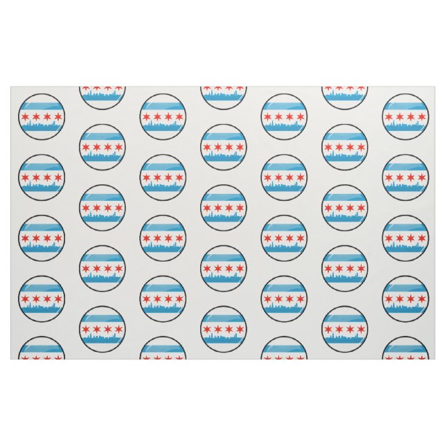 Glatte runde Flagge von Chicago Stoff (Fat Quarter (45,7 x 55,9 cm))