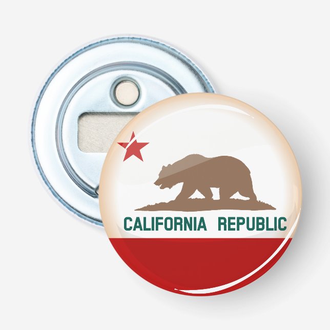 Glatte runde Flagge von Kalifornien Flaschenöffner (Vorderseite)