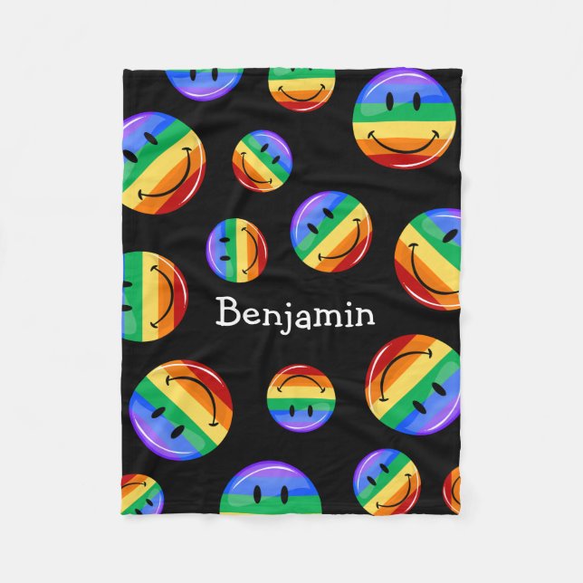 Glatte runde Gay Pride-Flagge Fleecedecke (Vorderseite)