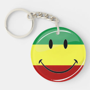 Glatte runde glückliche Rasta Flagge Schlüsselanhänger