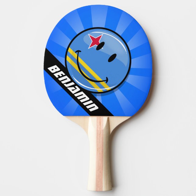 Glatte runde lächelnde Aruban Flagge Tischtennis Schläger (Vorderseite)