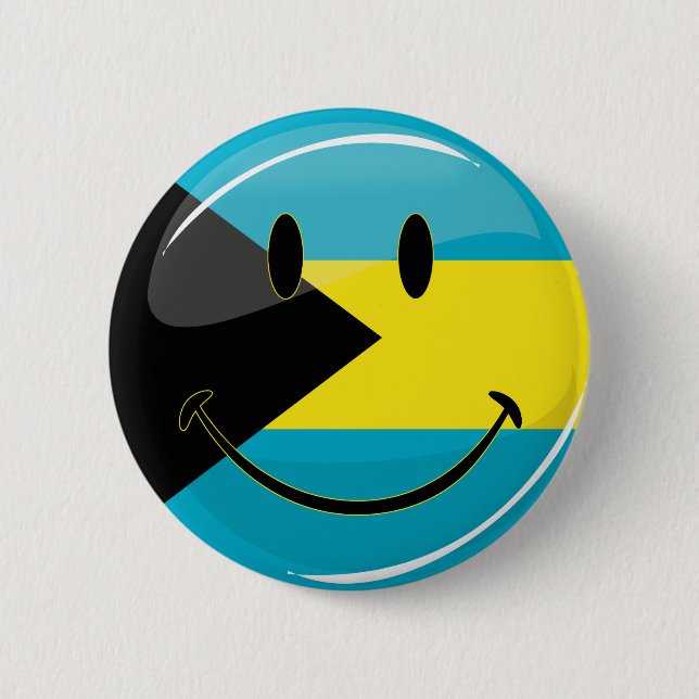 Glatte runde lächelnde Bahamain Flagge Button (Vorderseite)