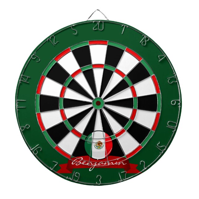 Glatte runde mexikanische Flagge Dartscheibe (vorne)