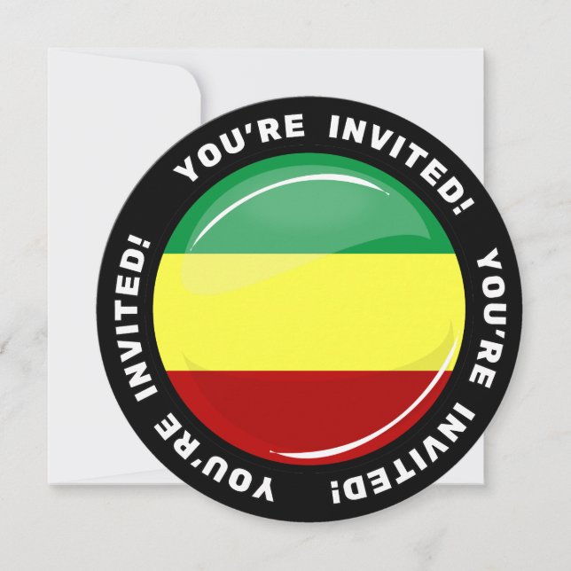 Glatte runde Rasta Flaggen-Gewohnheit laden Einladung (Vorderseite)