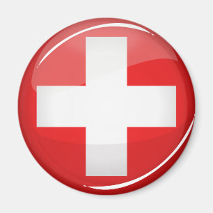 Glatte runde Schweizer Flagge Magnet
