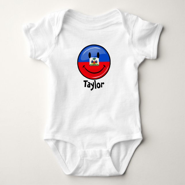 Glatte Runden-lächelnde haitianische Flagge Baby Strampler (Vorderseite)
