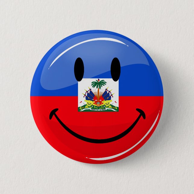 Glatte Runden-lächelnde haitianische Flagge Button (Vorderseite)