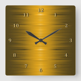 Glatte schattierte goldene quadratische Wanduhr