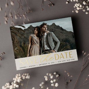 Glatte Schrift Einzelnes Foto Save-the-Date Folieneinladung