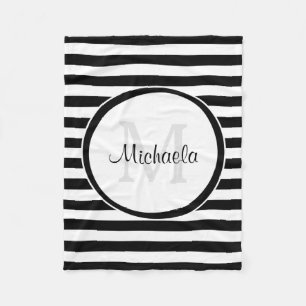Glatte Schwarz-weiße Markise Stripes mit Monogram Fleecedecke