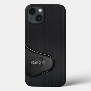 Glatte schwarze metallische Textur mit Monogramm Case-Mate iPhone Hülle