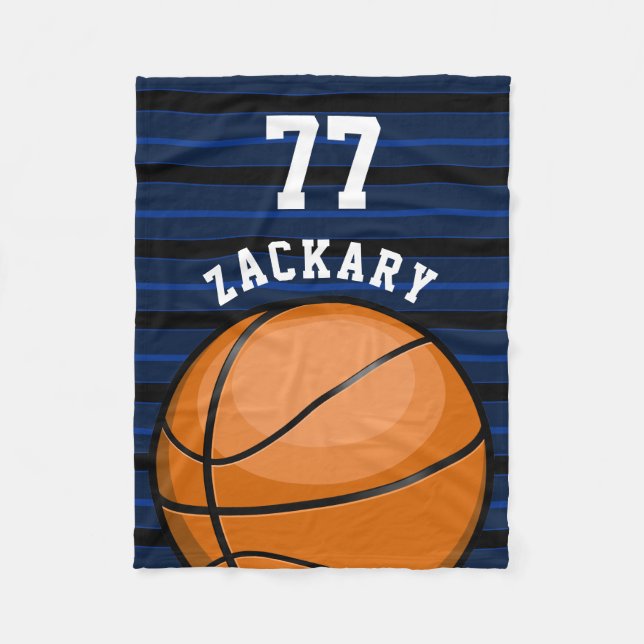 Glatter Basketball-themenorientiertes Blau Fleecedecke (Vorderseite)