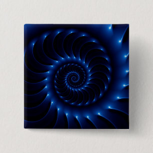 Glatter blauer gewundener Fraktal-Knopf Button